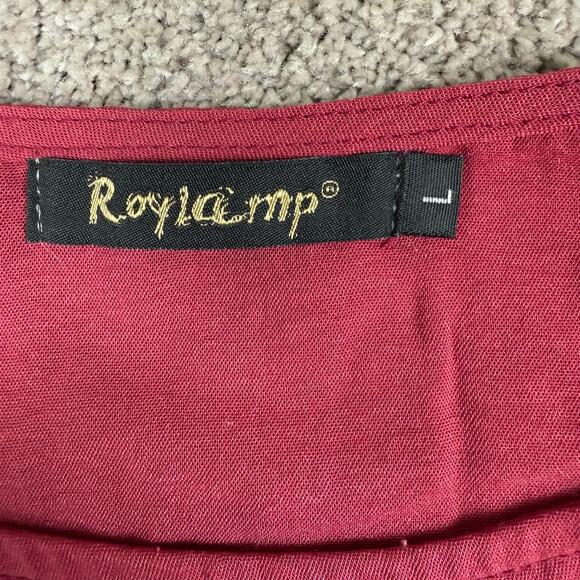 Roylamp Crop Tank Top Red Artsy Lagenlook Size L Polyester Office Glam Blouse - Picture 4 of 4